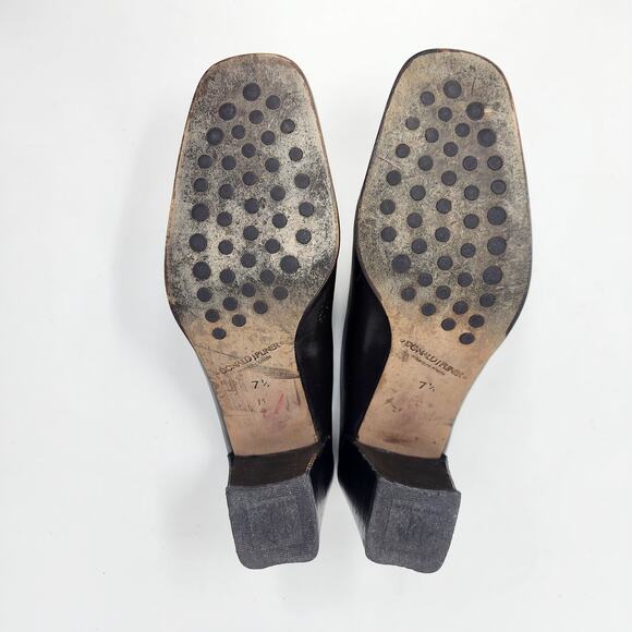 Donald J. Pliner Mules Women 7.5M ISA Brown Leather and Tan Fabric Block Heel - Picture 9 of 10